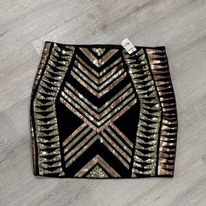 Black and Gold rose gold Sequin Skirt